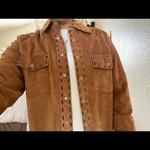 Brown Leather Button-Up